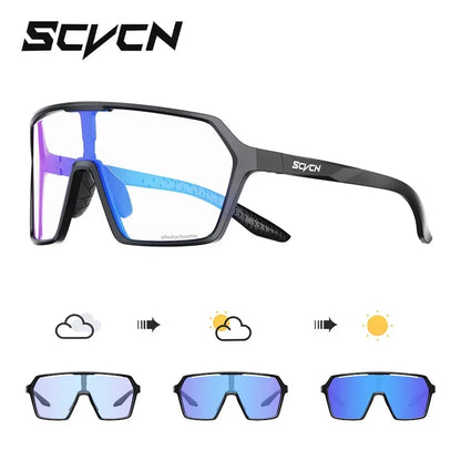 Scvcn Color Photochromic Sunglasses Cycling Glasses Sports for Men Mountain Bike Road Bicycle Fashion Eyewear Goggles UV400 MTB