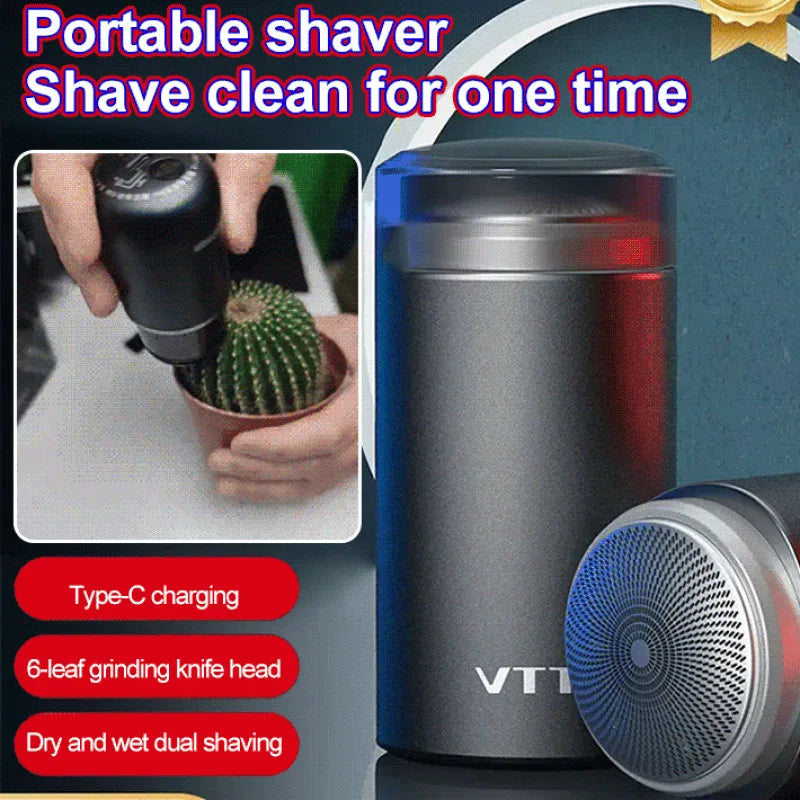 Ultra-Thin Portable Electric Mini Men’s Shaver USB Rechargeable Waterproof Beard Razor Trimmer for Car Use with Long Battery