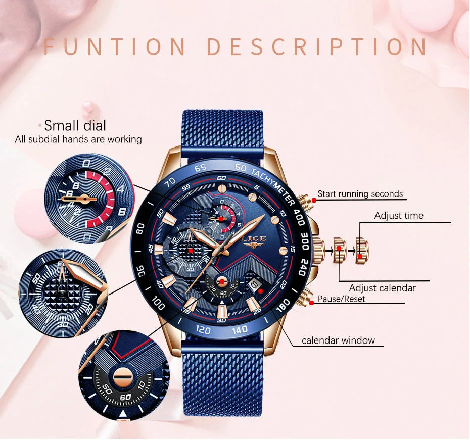 LIGE New Rose Gold Women Watch Top Brand Luxury Watch Women Quartz Sport Women's Bracelet Watches Waterproof Relogios Feminino