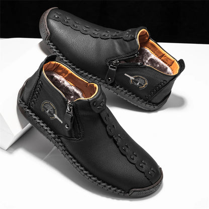 2025 New Men's Handmade Leather Loafers Boots Fashion Ethnic Style Casual Shoes Comfortable Lightweight Breathable Mens Boots