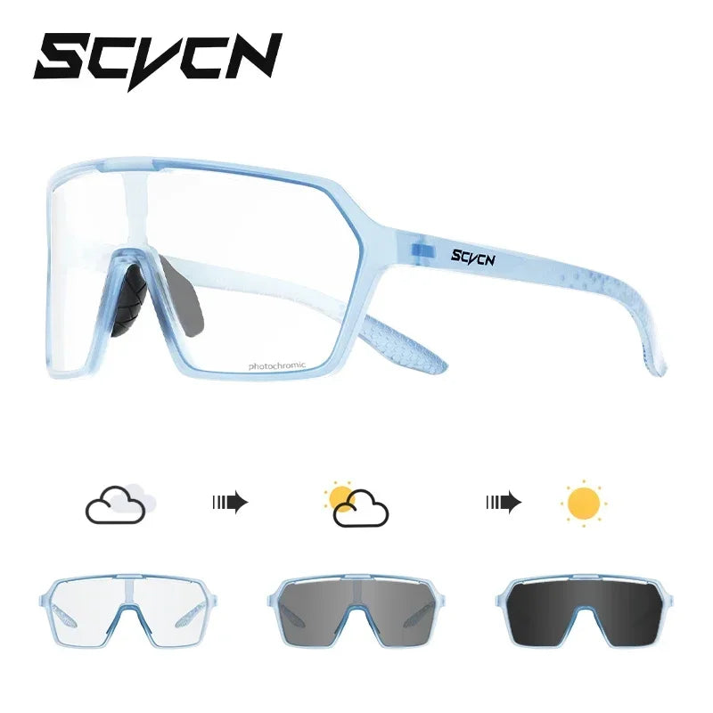 Scvcn Color Photochromic Sunglasses Cycling Glasses Sports for Men Mountain Bike Road Bicycle Fashion Eyewear Goggles UV400 MTB