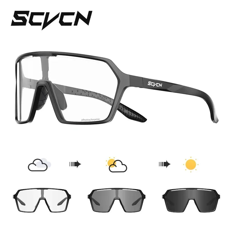 Scvcn Color Photochromic Sunglasses Cycling Glasses Sports for Men Mountain Bike Road Bicycle Fashion Eyewear Goggles UV400 MTB