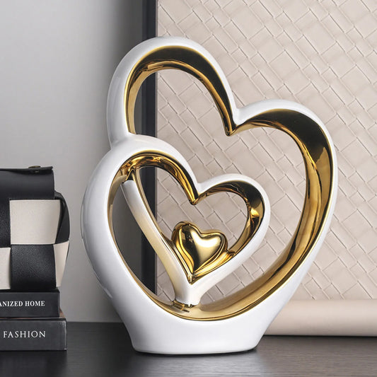 Ceramic Heart Statue Ornament Living Room Entrance Cabinet Desktop Decor for Glass Display Cabinet Valentine Birthday Gifts