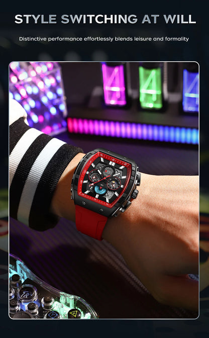 OFNS Fashion Quartz Watches for Man Luminous Waterproof Chronograph Calendar Silicone Strap Outdoor Luxury Sports Men Watch