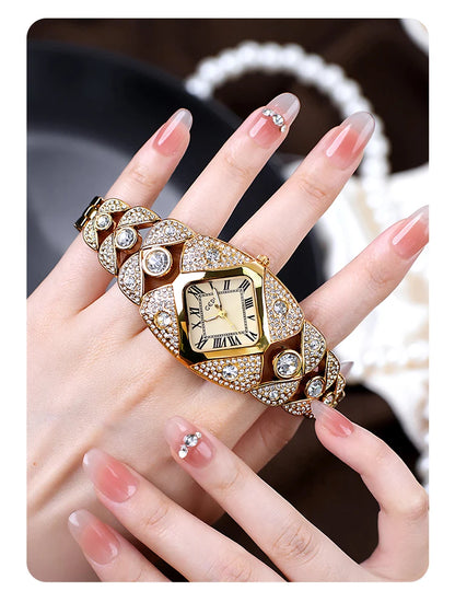 2025 New Women Watch Light Luxury Brand Diamond Inlaid Bracelet Watches Waterproof Ladies Fashion Quartz Clock Wristwatch Gift