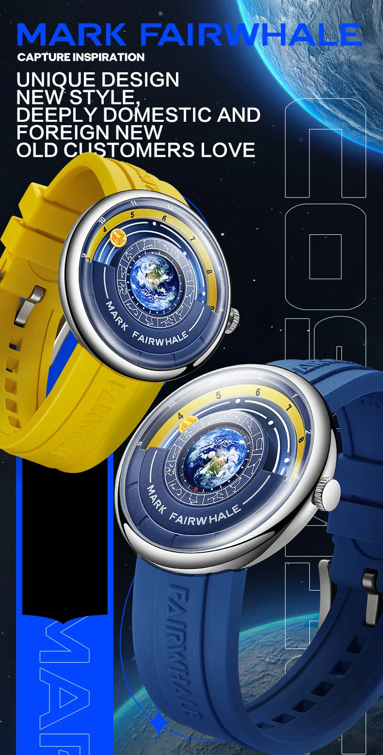 Mark Fairwhale 5700 Men's Watches Brand Silicone Strap Planet For Men Top Quartz Watch Reloj Hombre