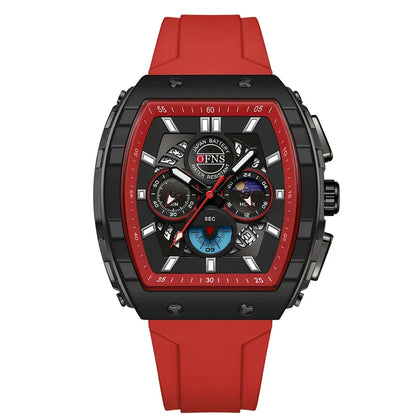 OFNS Fashion Quartz Watches for Man Luminous Waterproof Chronograph Calendar Silicone Strap Outdoor Luxury Sports Men Watch