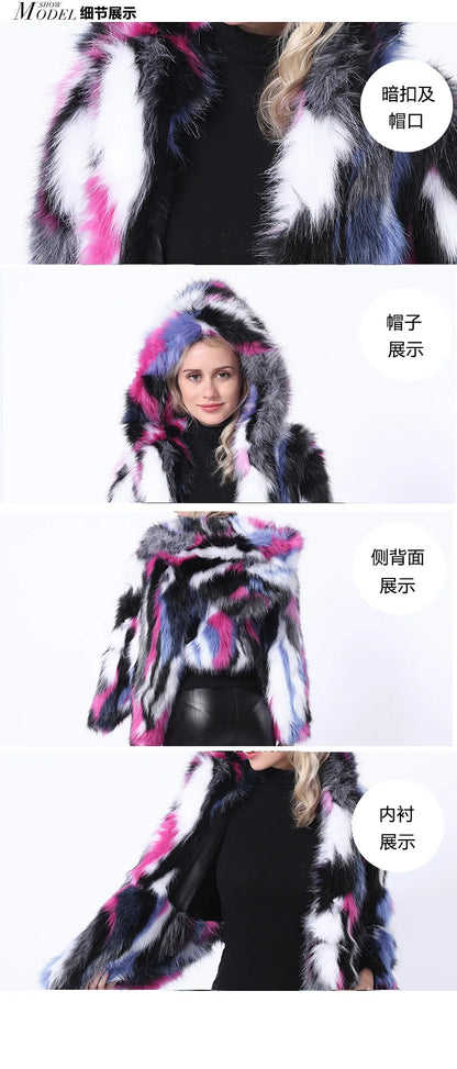2018 New European and American Women's Clothing Top Imitation Fox Fur Color Fur Short Coat