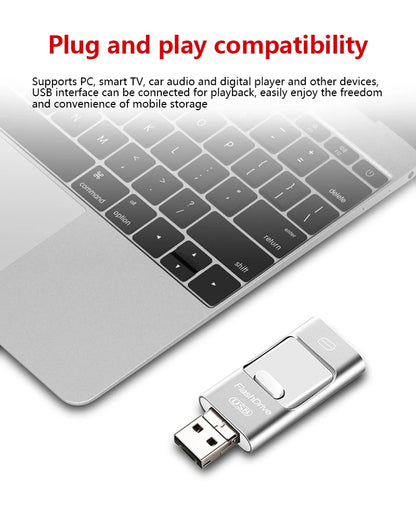 3-in-1 2TB Mobile Phone Usb Flash Drive 64g Push-pull Suitable For Apple Usb Flash Drive Large Capacity Android Computer Gift