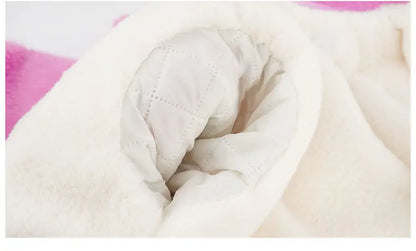 Fake Fur Girls Jacket Winter New Solid Color Letter Print Padded Lining Thick Warm Plush Coats For 5-12Y Kids Fashion Overcoat