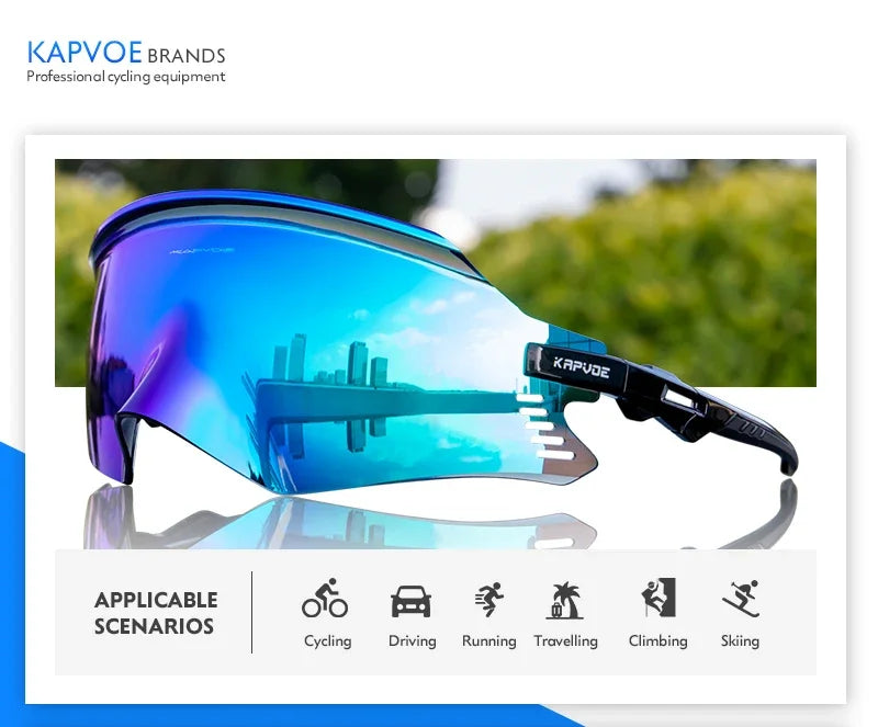 Kapvoe Cycling Sunglasses UV400 Protect Men Bike Sunglasses MTB Eyewear Outdoor Sport Goggles Bike Glasses Oculos De Ciclismo