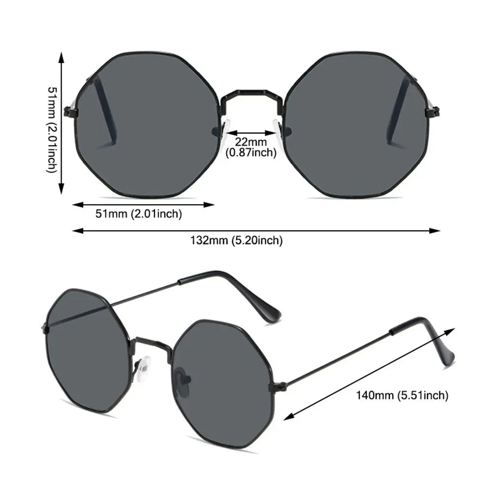 Trendy Sun Glasses UV400 Protection Sunglasses for Women Men's Shades Octagonal Polygon Retro Sunglasses