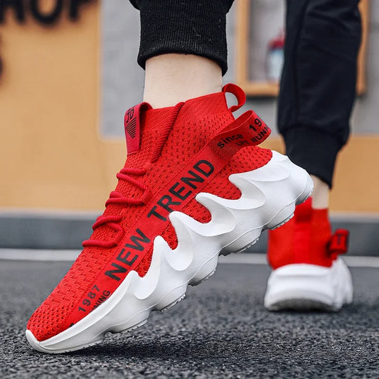Unisex High Top Summer Casual Sneakes Chunky Breathable Men Outdoor Jogging Shoes Women Thick Sole Non-Slip Zapatillas New Color