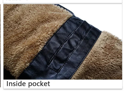 Suit Vintage Plus Velvet PU Leather Jacket Casual Blazer Men's Slim Fit Leather Jacket Streetwear Man Outerwear Leather Jackets