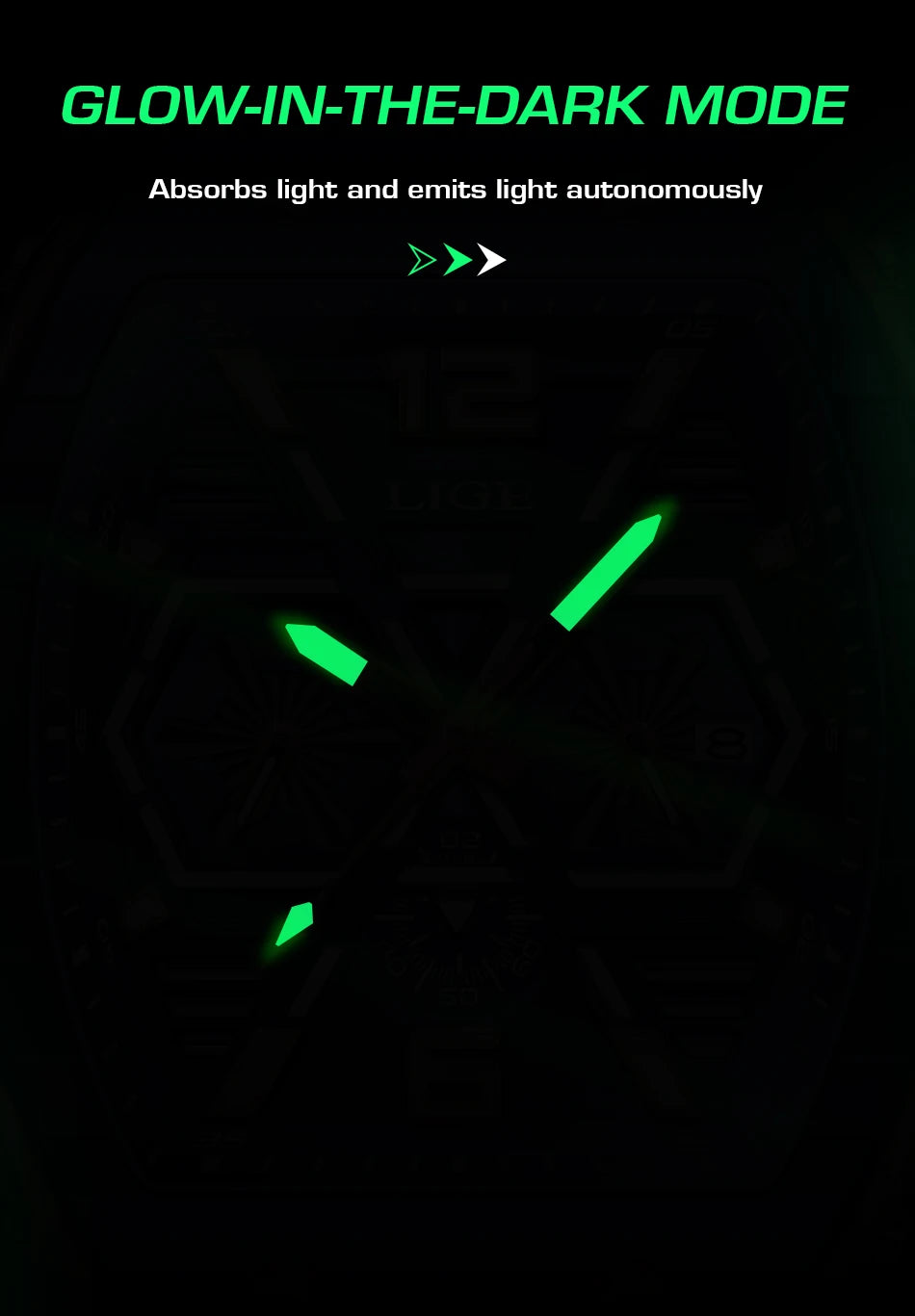 LIGE New Strong Luminous Watch For Men Fashion Military Square Watch Men Sport Chronograph Waterproof Watches Reloj Hombre+BOX