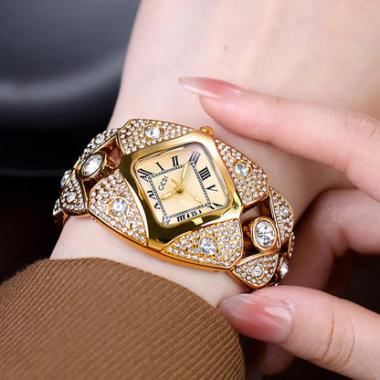 2025 New Women Watch Light Luxury Brand Diamond Inlaid Bracelet Watches Waterproof Ladies Fashion Quartz Clock Wristwatch Gift