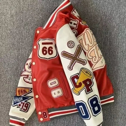 Streetwear Men Bomber Varsity Jackets Embroidery Pu Leather Jacket Baseball Motorcycle Coat Outerwear Winter Men Clothing Unisex