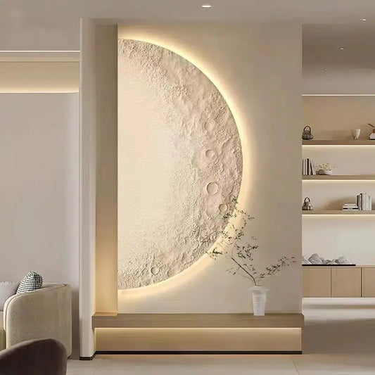 Remote Control Dimming Wall Painting Lamp Creative Minimalist Living Room Background Wall Decor LED Moon Painting Wall Lights