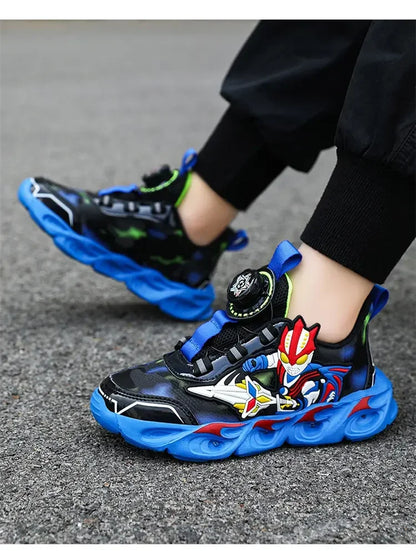 Boys Girls Sneakers Boots LED Footwear Luminous For Kids Light Button Lock Laces Shoes Cartoon Children's Baby Kids