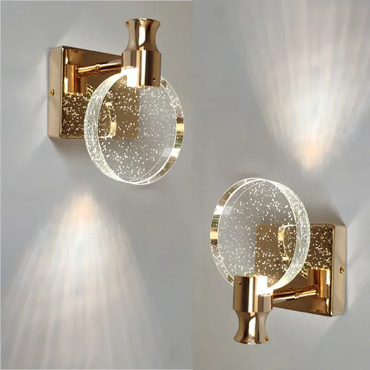 Designer Luxury Crystal Single Lens LED Wall Lamp Aisle Corridor Bedroom Bedside Stair Background Living Room Decor Night Light