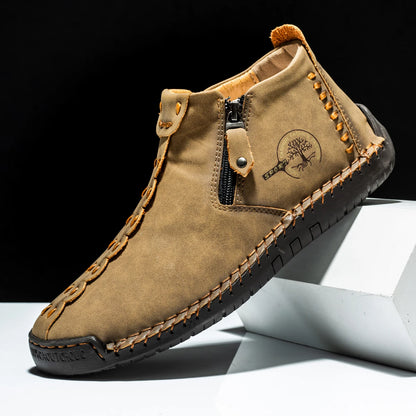 2025 New Men's Handmade Leather Loafers Boots Fashion Ethnic Style Casual Shoes Comfortable Lightweight Breathable Mens Boots