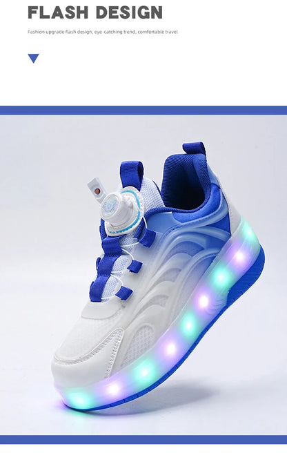 2 Wheels Children's Led Light Roller Skate Shoes Kids Boys Girls Glowing Sport Luminous Outdoor Sneakers Skateboard USB Charging
