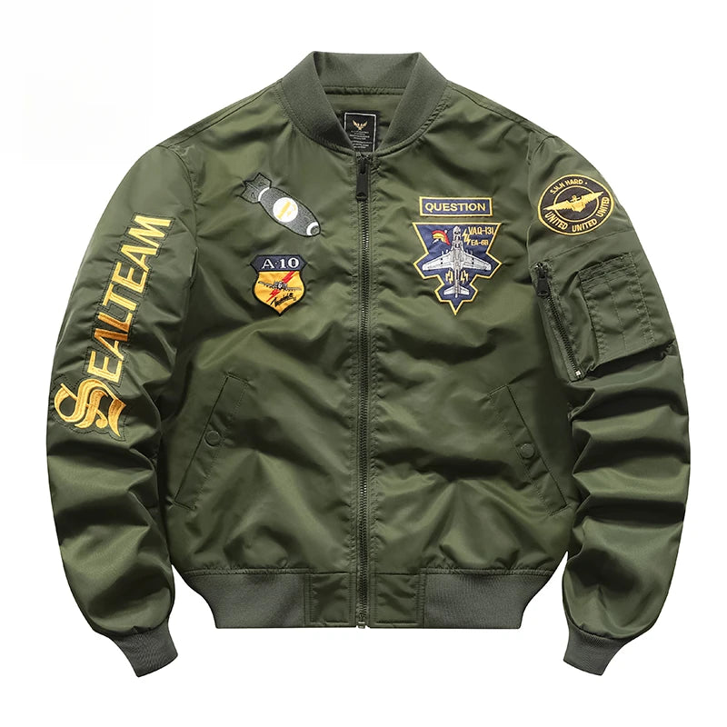 Men's Jacket Spring and Autumn Air Force MA1 Pilot Jacket Heavy Industry Embroidery Motorcycle American Fashion Baseball Jacket