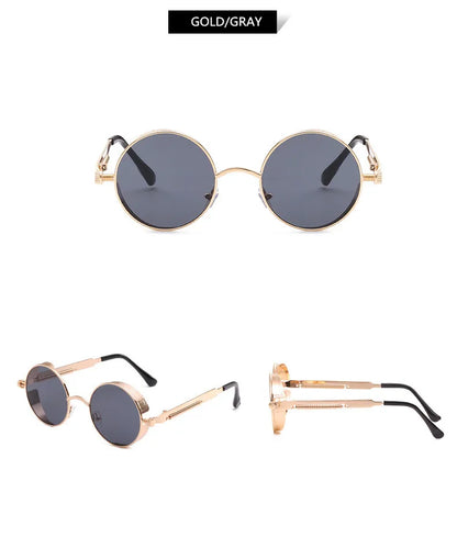 New Round Metal Sunglasses Steampunk Men Women Fashion Glasses Brand Designer Retro Vintage Sun Glasses UV400 Gafas De Sol