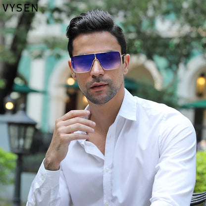 Fashion Oversized Square Sunglasses For Men Big Frame 2025 Luxury Brand Design Metal Frame Sun Glasses Man Retro Shades Eyewear