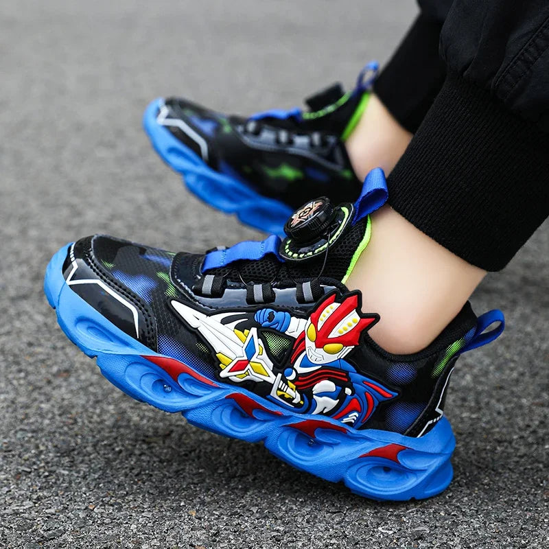 Boys Girls Sneakers Boots LED Footwear Luminous For Kids Light Button Lock Laces Shoes Cartoon Children's Baby Kids