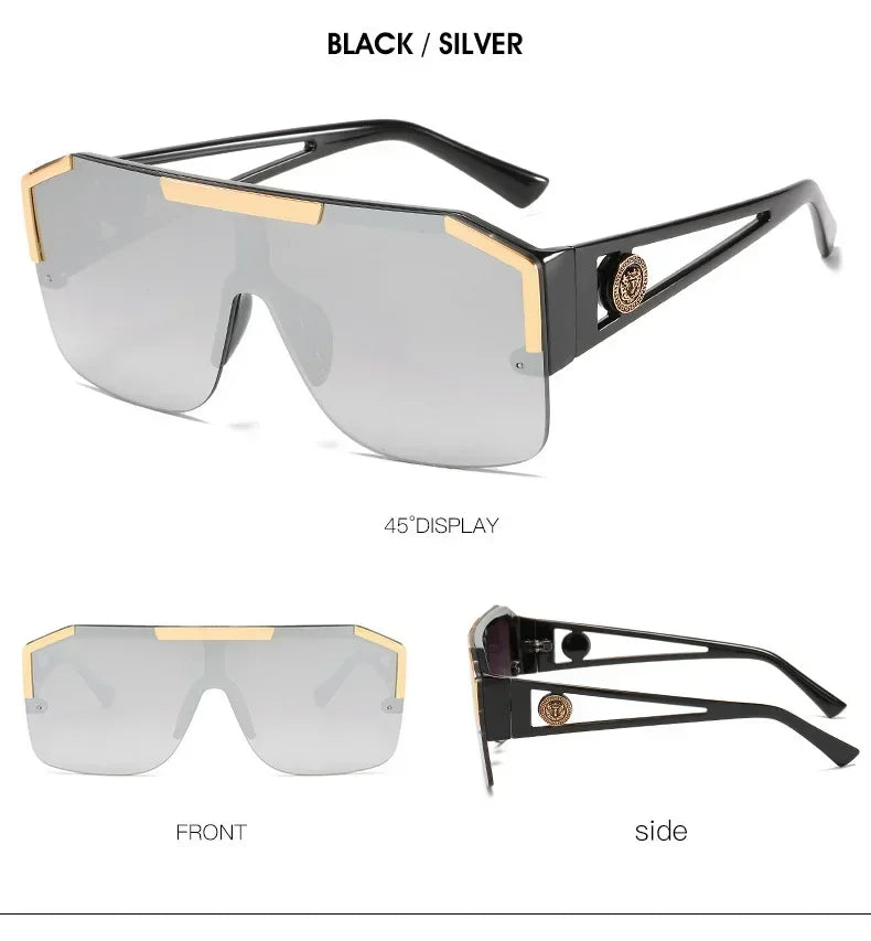 2025 Luxury Big Square Sunglasses Women Brand Designer Retro Blue Sun Glasses For Female Oversized Black Shades Oculos UV400