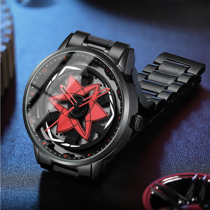 2025 New Watch Car Series Creative Rotating Quartz Movement Sports Style Black Stainless Steel Clock Men Couple Gift Wrist Watch
