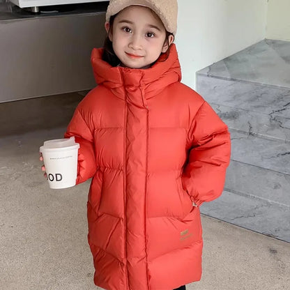 -30℃ Kids Winter Girls Padded Jackets Thick Warm Waterproof Shiny Hooded Coats Children Outerwear Clothes Teen Parka 5-14 Years