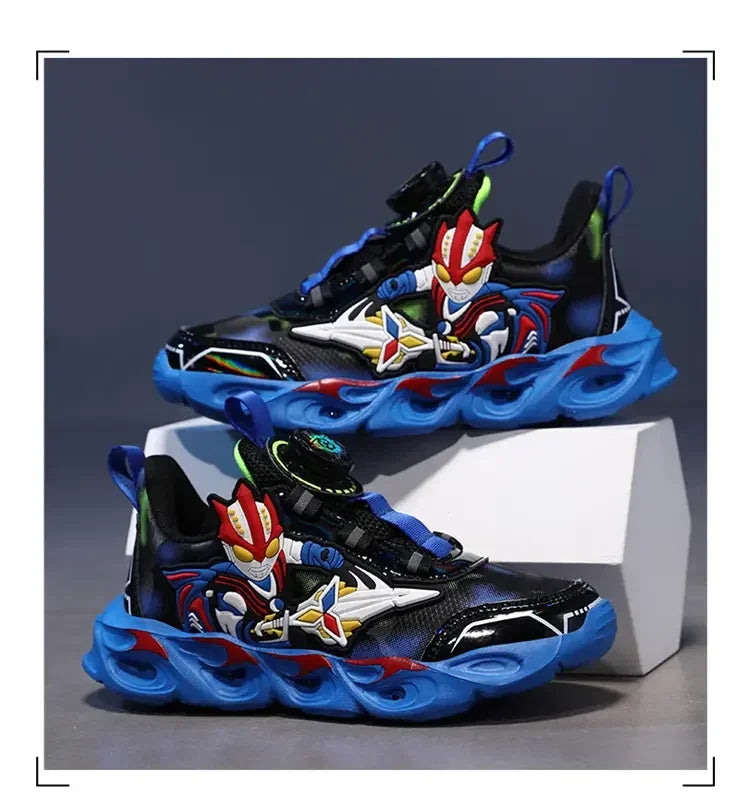 Boys Girls Sneakers Boots LED Footwear Luminous For Kids Light Button Lock Laces Shoes Cartoon Children's Baby Kids