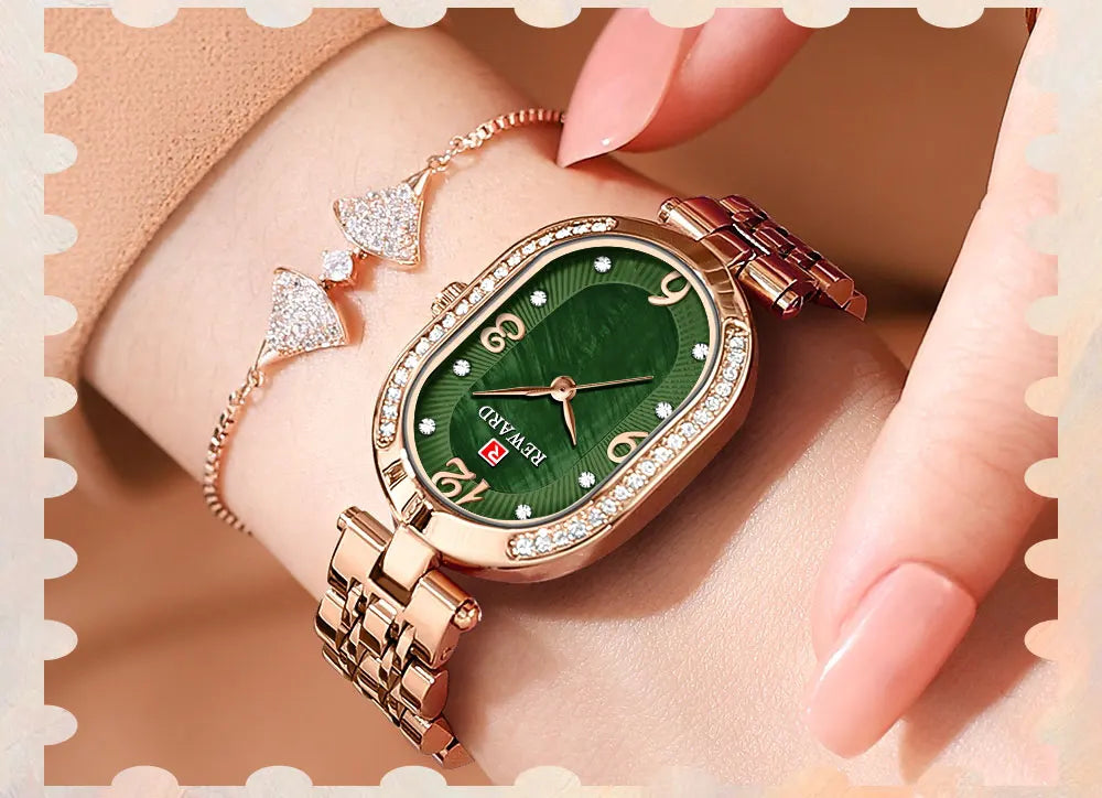 REWARD Exquisite Minimalist Women Watch Luxury Fashion Stain Steel Ladies Waterproof Quartz Wristwatch Rose Gold Female Clock