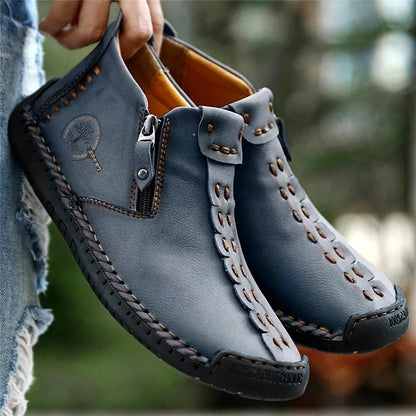 2025 New Men's Handmade Leather Loafers Boots Fashion Ethnic Style Casual Shoes Comfortable Lightweight Breathable Mens Boots