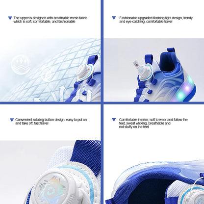 2 Wheels Children's Led Light Roller Skate Shoes Kids Boys Girls Glowing Sport Luminous Outdoor Sneakers Skateboard USB Charging