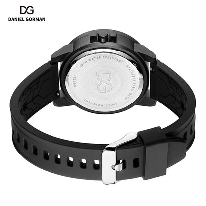 DANIEL GORMAN Magnetic Driven Watch Men Black Waterproof Stainless Steel Beads Quartz Watch with Silicone Strap DG0221 Green