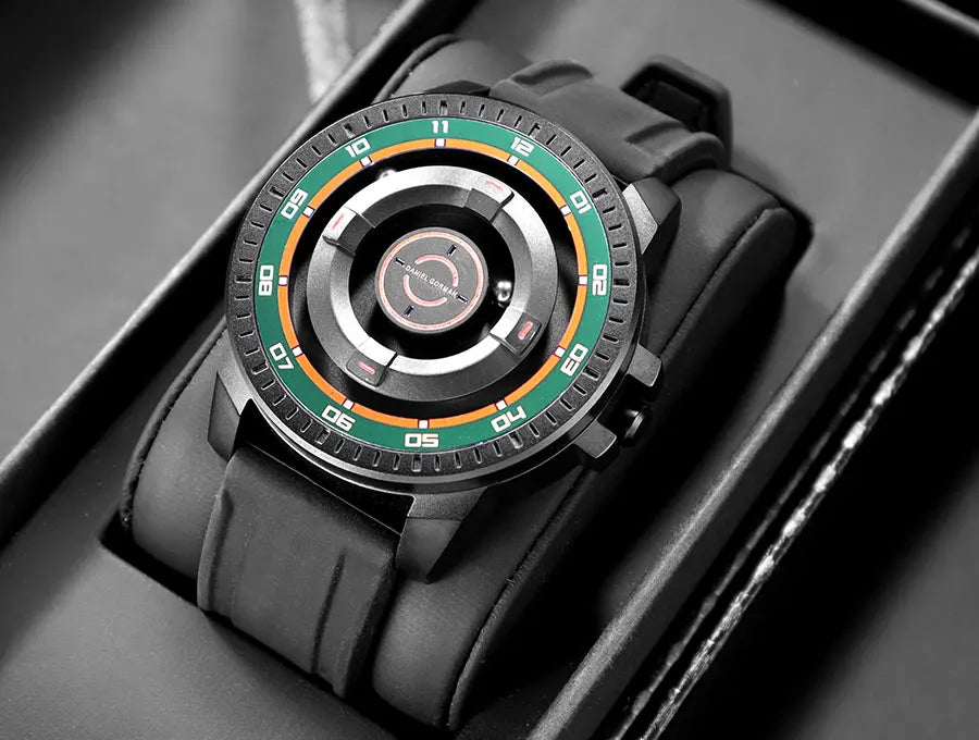 DANIEL GORMAN Magnetic Driven Watch Fashion Waterproof Quartz Watch with Black Silicone Strap Copper Case Beads Pointers DG0221