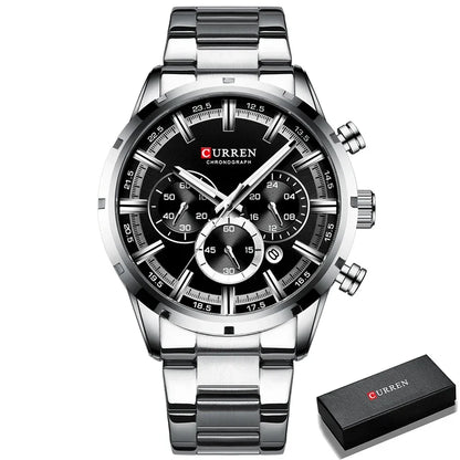 CURREN 8355 Top Brand Luxury Sports Quartz Mens Watches Full Steel Waterproof Chronograph Wristwatch Men Relogio Masculino