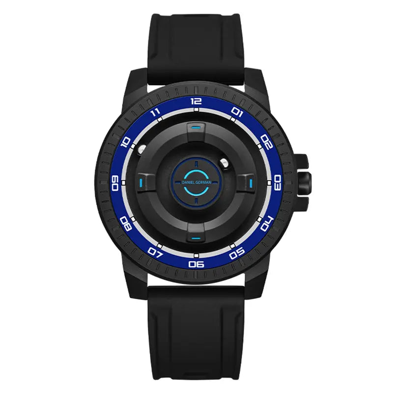 DANIEL GORMAN Magnetic Driven Watch Fashion Waterproof Quartz Watch with Black Silicone Strap Copper Case Beads Pointers DG0221