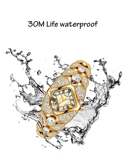 2025 New Women Watch Light Luxury Brand Diamond Inlaid Bracelet Watches Waterproof Ladies Fashion Quartz Clock Wristwatch Gift