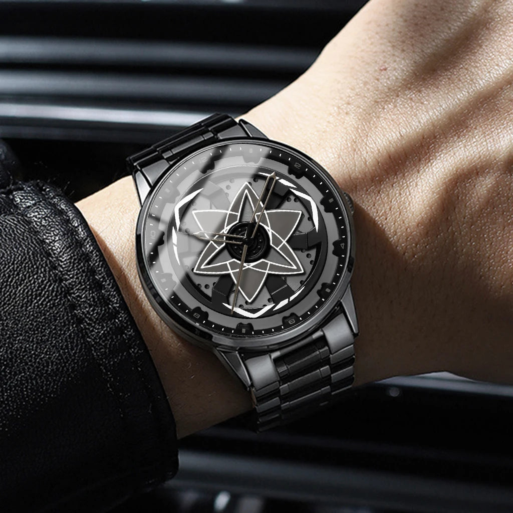 2025 New Watch Car Series Creative Rotating Quartz Movement Sports Style Black Stainless Steel Clock Men Couple Gift Wrist Watch