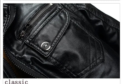 Suit Vintage Plus Velvet PU Leather Jacket Casual Blazer Men's Slim Fit Leather Jacket Streetwear Man Outerwear Leather Jackets