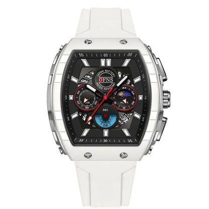 OFNS Fashion Quartz Watches for Man Luminous Waterproof Chronograph Calendar Silicone Strap Outdoor Luxury Sports Men Watch