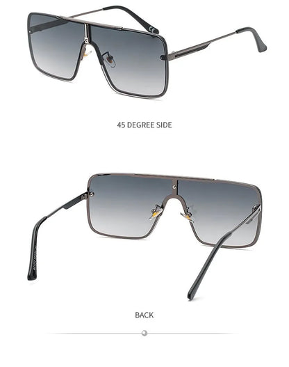 Fashion Oversized Square Sunglasses For Men Big Frame 2025 Luxury Brand Design Metal Frame Sun Glasses Man Retro Shades Eyewear