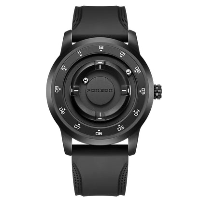 FOXBOX Unique Dial Quartz Man Watch Fashion Casual Sport Silicone Srolling Beads Clock Magnetic Force Waterproof Watches for Men