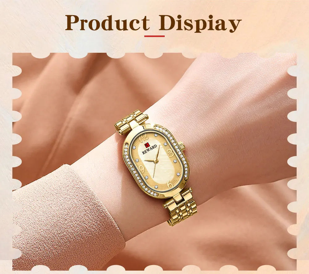 REWARD Exquisite Minimalist Women Watch Luxury Fashion Stain Steel Ladies Waterproof Quartz Wristwatch Rose Gold Female Clock