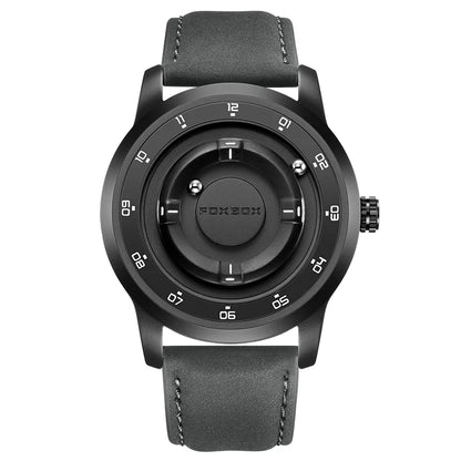 FOXBOX Unique Dial Quartz Man Watch Fashion Casual Sport Silicone Srolling Beads Clock Magnetic Force Waterproof Watches for Men
