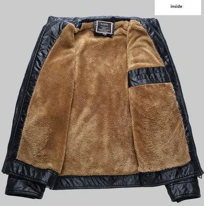 Suit Vintage Plus Velvet PU Leather Jacket Casual Blazer Men's Slim Fit Leather Jacket Streetwear Man Outerwear Leather Jackets